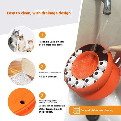 Amazon Rotating Food Leakage Feeding Cat Bowl Puzzle Cat Toy