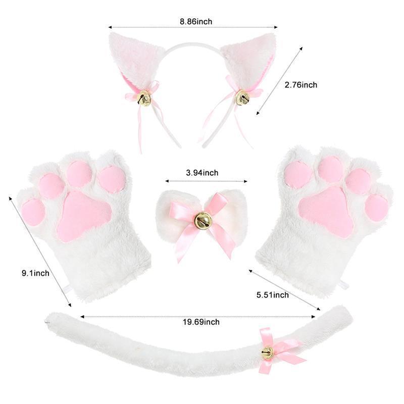 Cute Cat Props Cat Ears Headband Cat's Paw Gloves Cat Tail Accessories Set